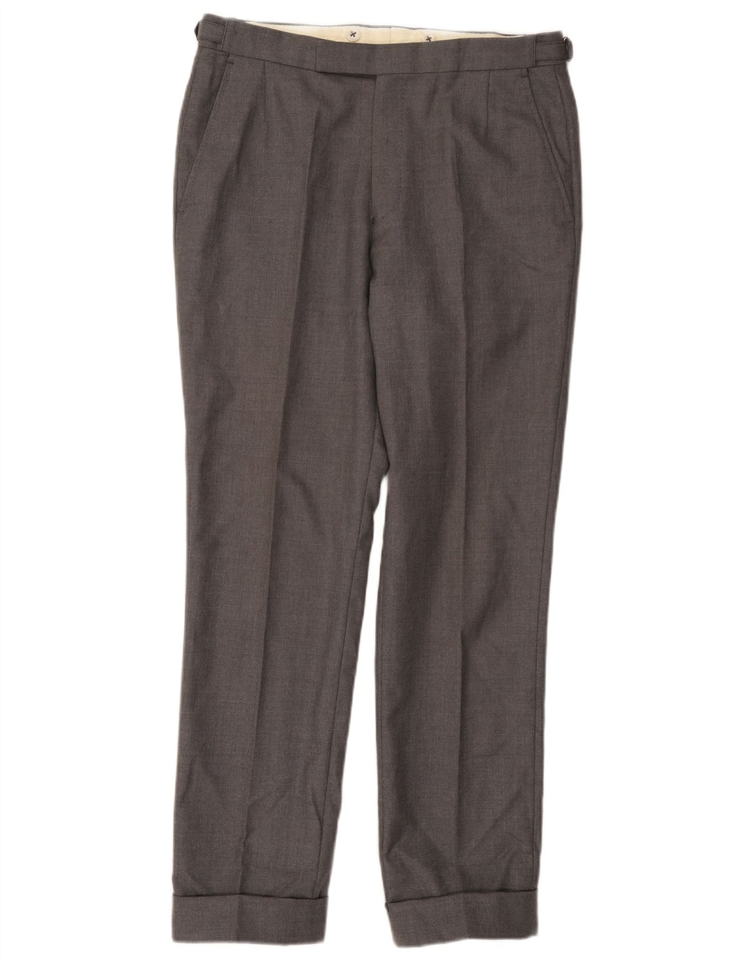 GIEVES & HAWKES Pantalón de traje recto para hombre W32 L30 Lana gris