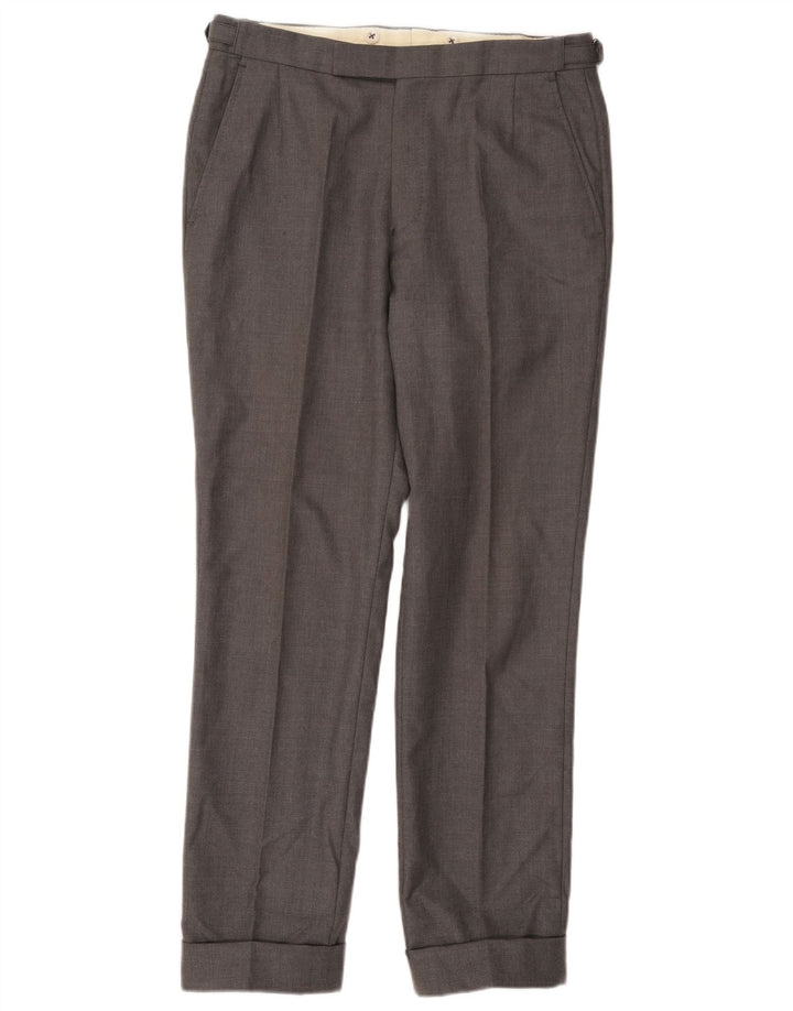GIEVES & HAWKES Pantalón de traje recto para hombre W32 L30 Lana gris