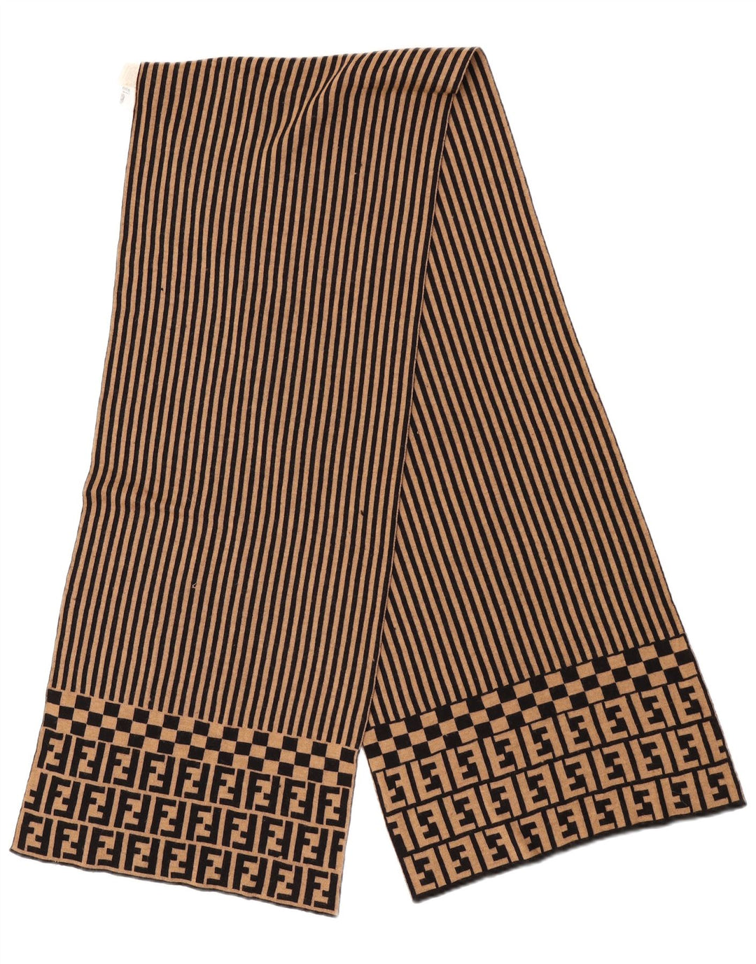 Fendi Chal para mujer IT 42 Diseñador de lana merino a rayas beige mediano