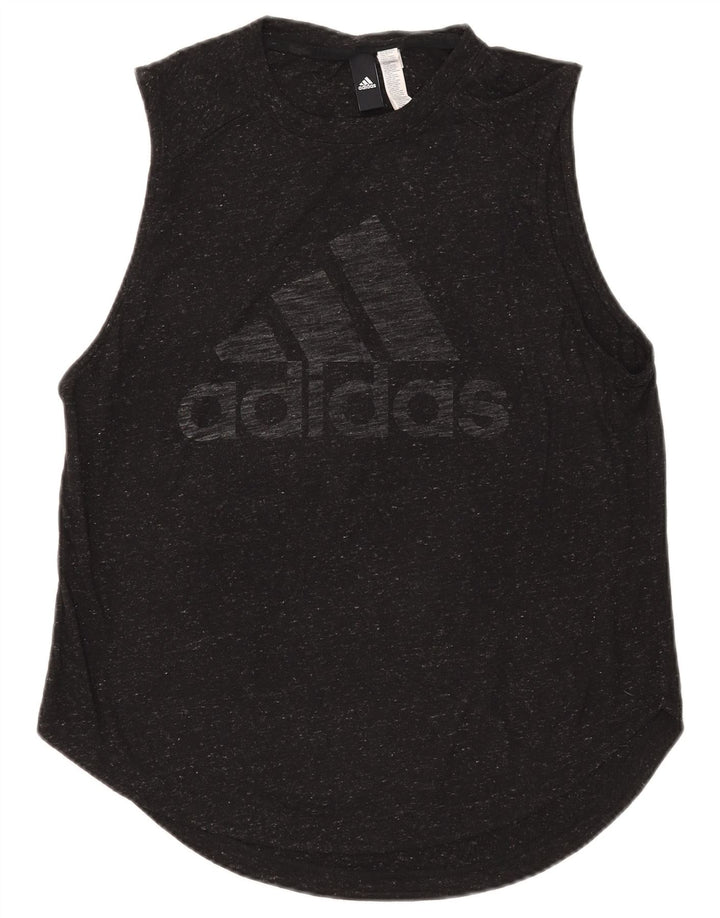 Adidas Mujer Gráfico Chaleco Top Reino Unido 12/14 Mediano Negro Moteado