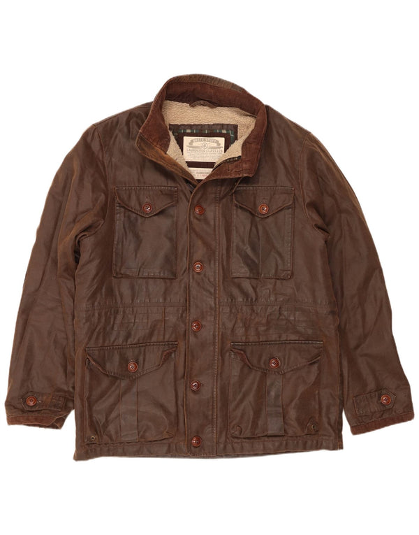 Chaqueta utilitaria de algodón encerado Sherpa para hombre de White Stuff UK 42 XL Marrón