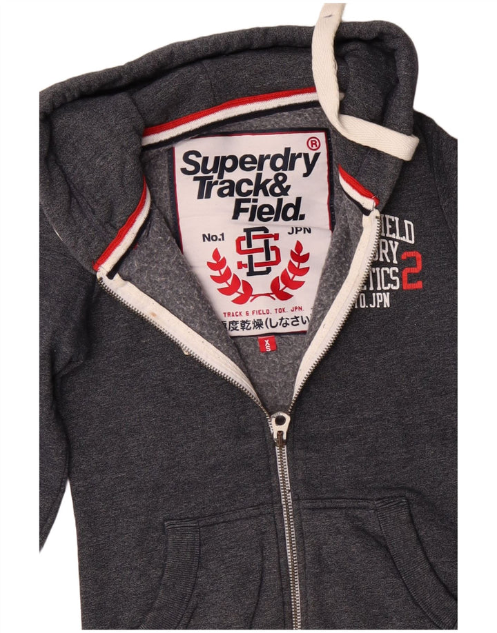 SUPERDRY Suéter con capucha y cremallera para hombre Track & Field Graphic XS Algodón gris