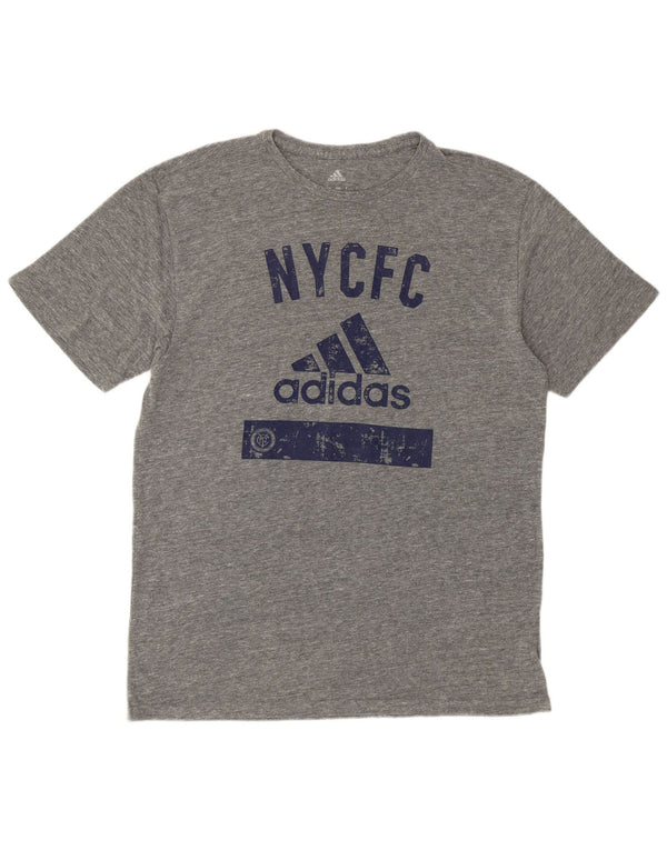 Adidas Mens New York City Graphic Camiseta Top Grande Gris Poliéster