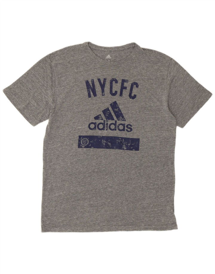 Adidas Mens New York City Graphic Camiseta Top Grande Gris Poliéster
