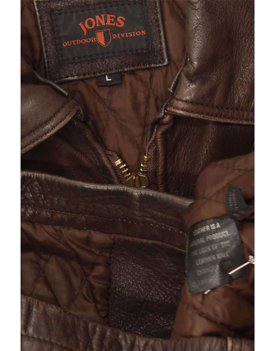 Jones Chaqueta de cuero para hombre UK 40 Large Cuero marrón