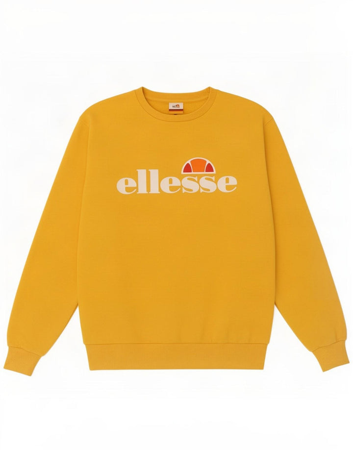 Ellesse Mujer Gráfico Sudadera De Gran Tamaño Jersey UK 10 Small Amarillo