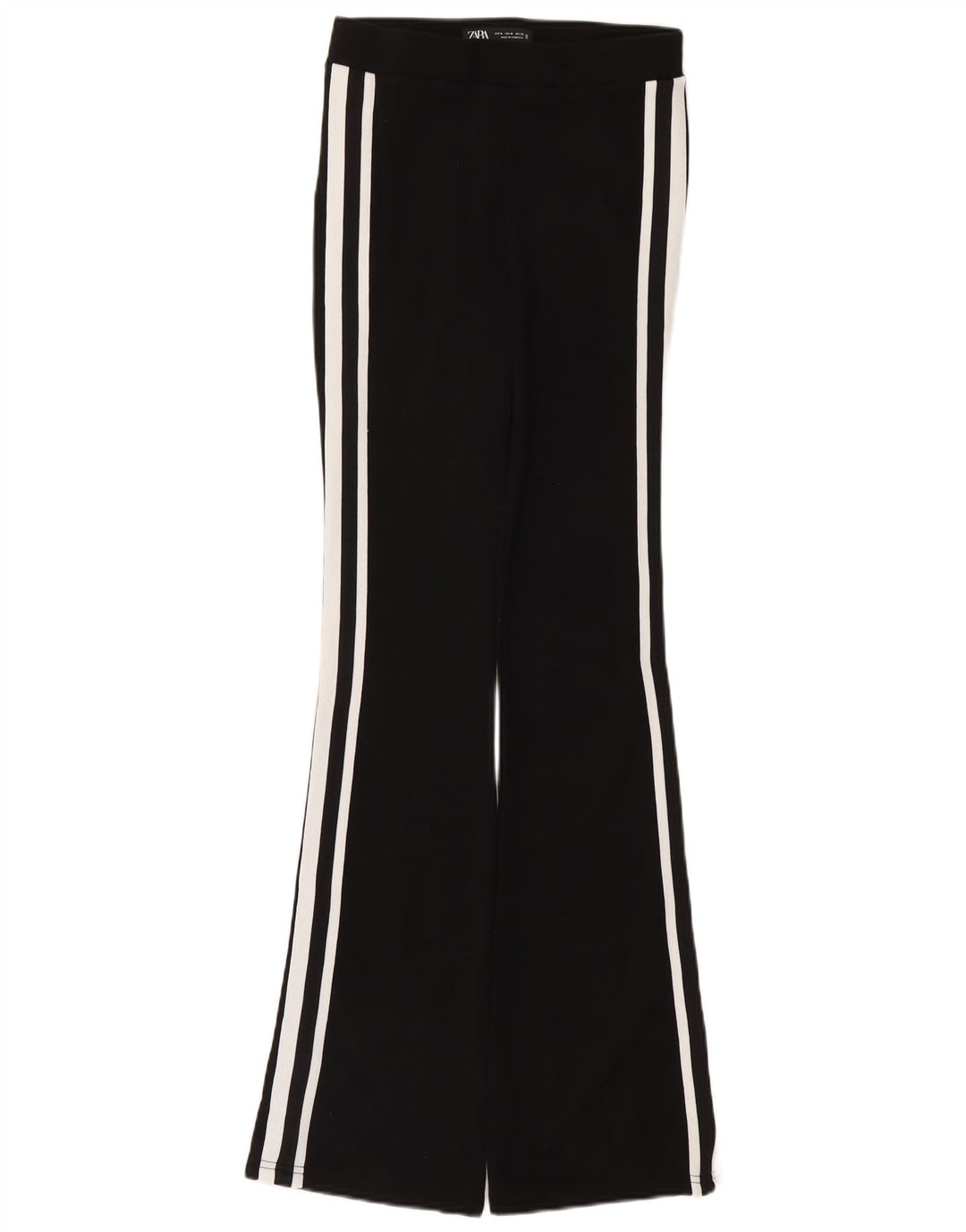 Zara Mujer Pantalón Chándal Flare Mediano Poliamida Negro