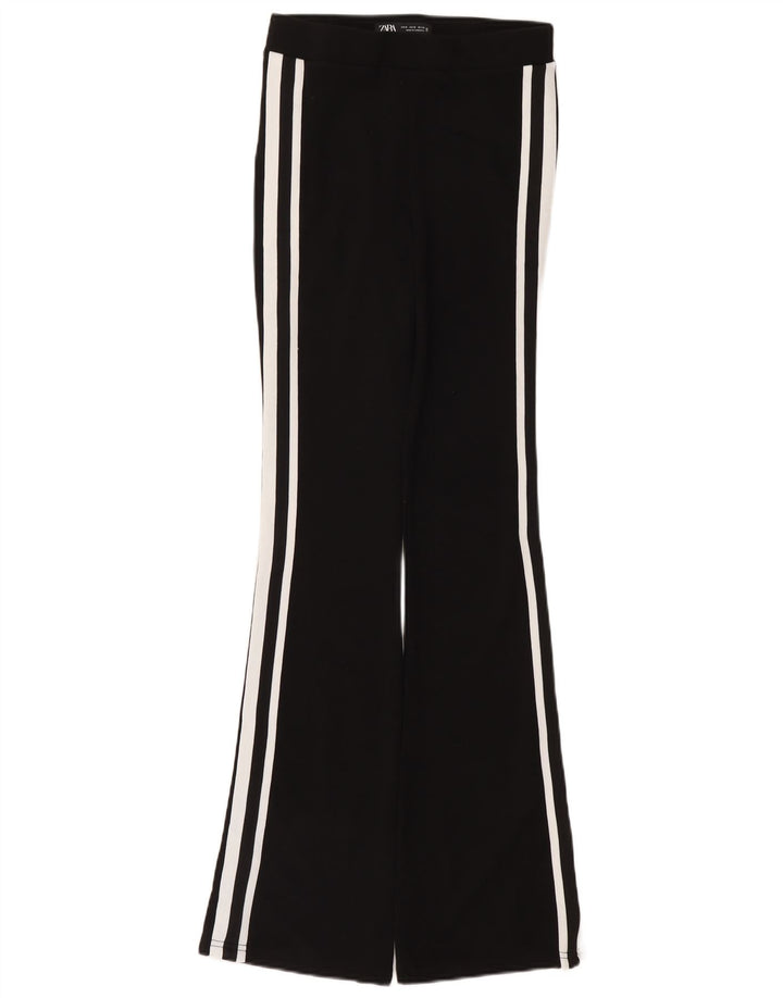 Zara Mujer Pantalón Chándal Flare Mediano Poliamida Negro