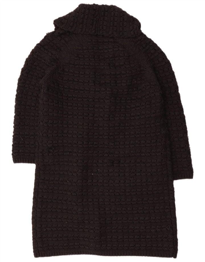 Zara Suéter tipo cárdigan abierto, largo, extragrande, para mujer, talla 44, talla mediana, negro
