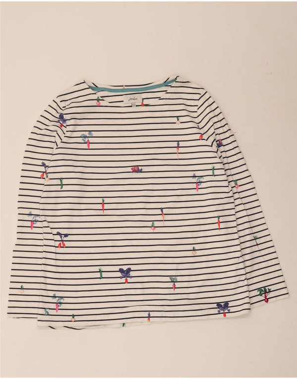 Joules Top Mujer Manga Larga UK 46 Grande Algodón A Rayas Blanco