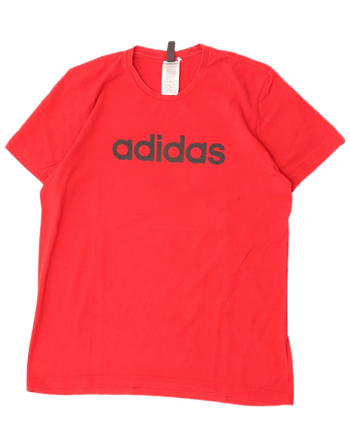 Adidas - Camiseta gráfica para hombre, color rojo medio, algodón
