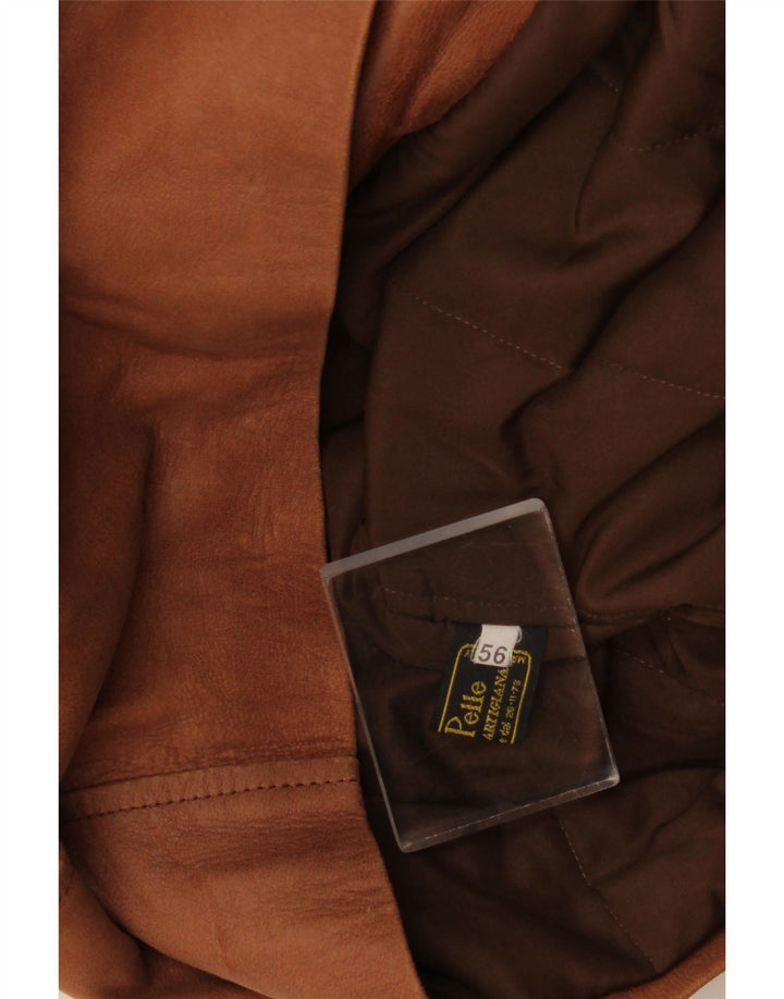 Abrigo de cuero vintage para hombre IT 56 3XL cuero marrón