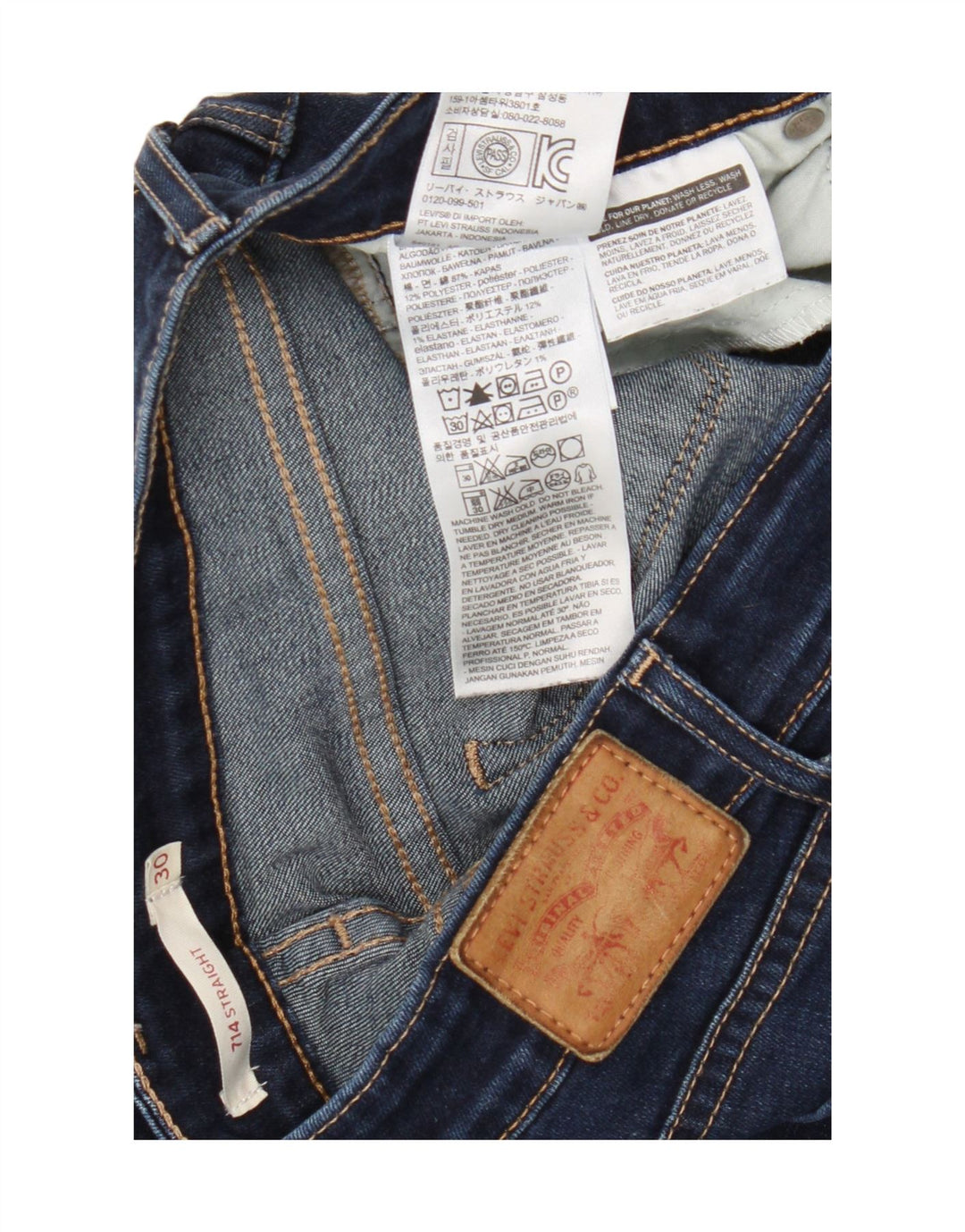 Vaqueros Levi's Mujer 714 Rectos W30 L32 Algodón Azul Marino
