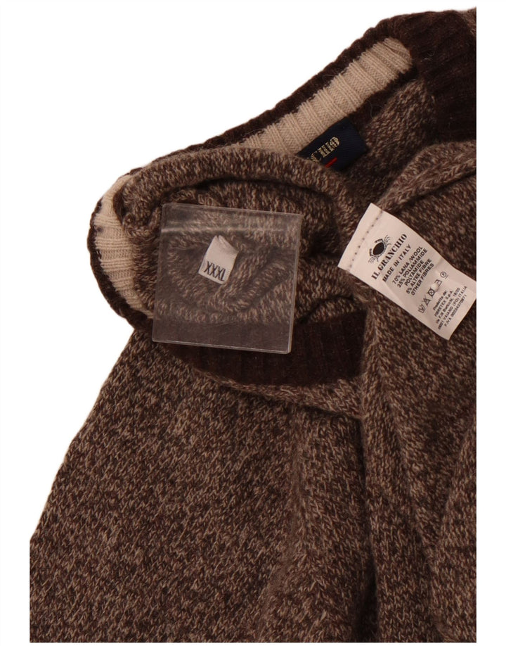 IL GRANCHIO Jersey de cuello redondo para mujer UK 22 3XL Lana moteada marrón