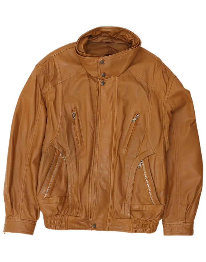 Vintage hombres bombardero chaqueta de cuero EU 50 cuero marrón grande