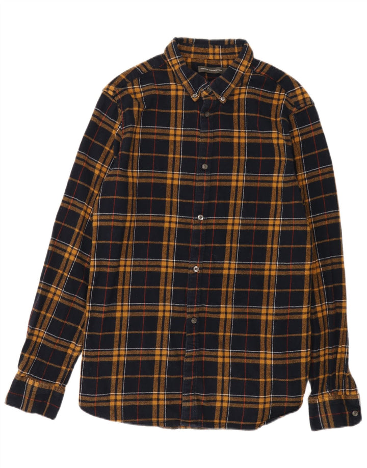 Camisa de franela para hombre de French Connection, talla grande, de algodón a cuadros en azul marino