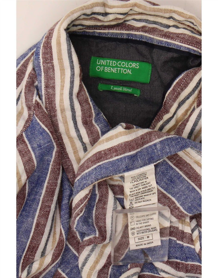 Camisa Benetton Hombre Lyocell Rayas Azul Medio