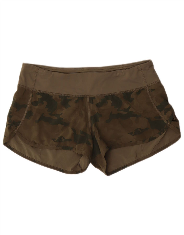 LULULEMON Pantalones cortos deportivos para mujer UK 8 Small Caqui Camuflaje Poliéster