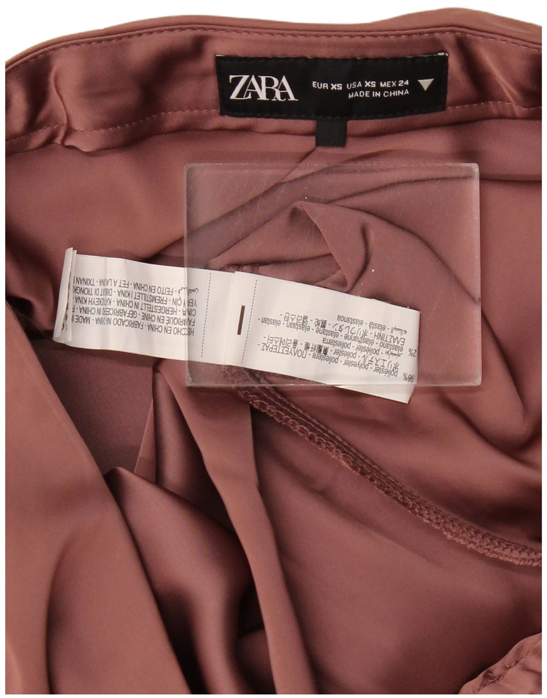 ZARA Mujer Maxi Falda XS W24 Poliéster Burdeos