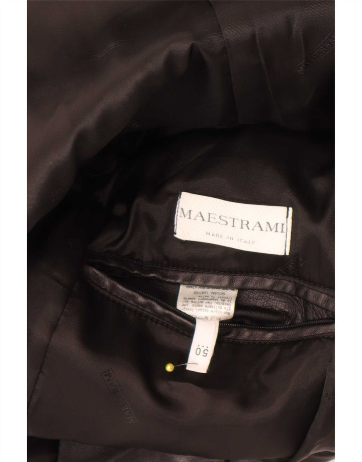 Maestrami Abrigo de cuero para hombre IT 50 Grande Negro
