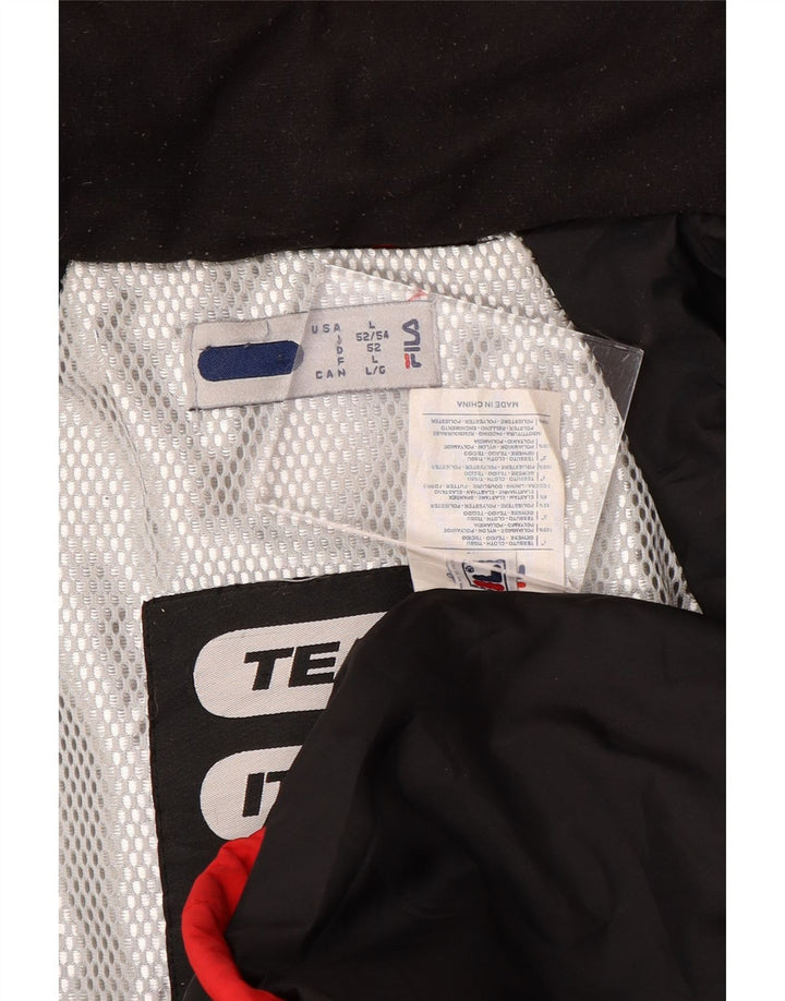Fila Chaqueta cortavientos con capucha para hombre UK 40 Large Red Colourblock Poliamida