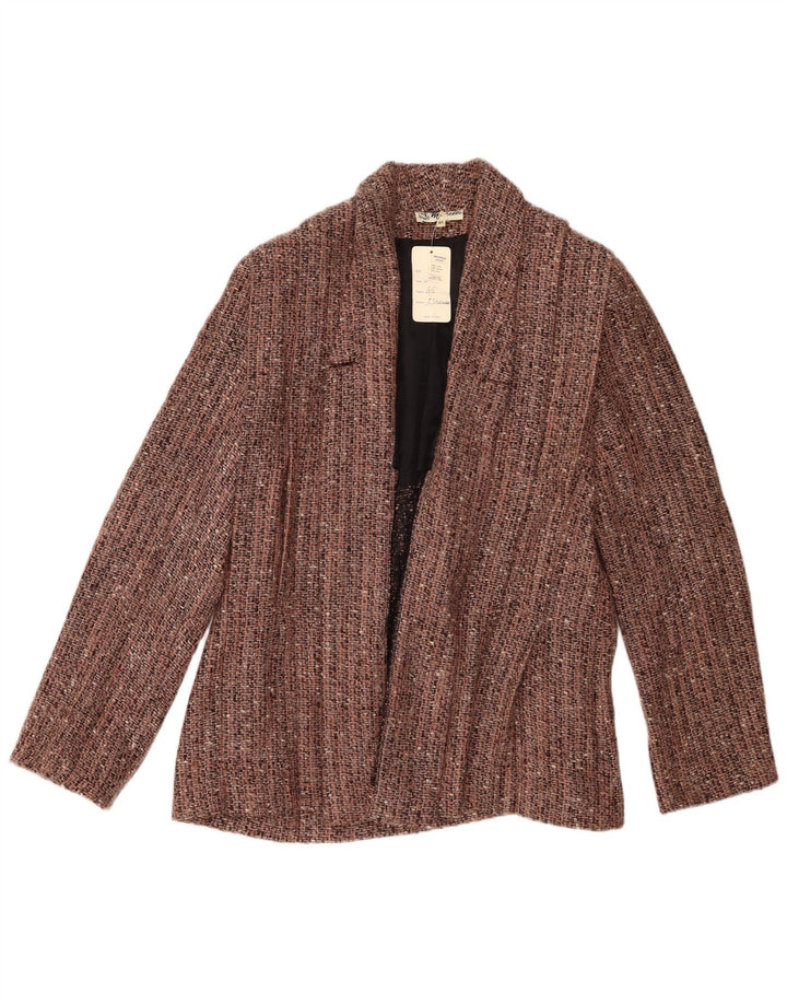 Michelle Chaqueta tipo blazer abierta para mujer IT 46 Lana moteada marrón grande