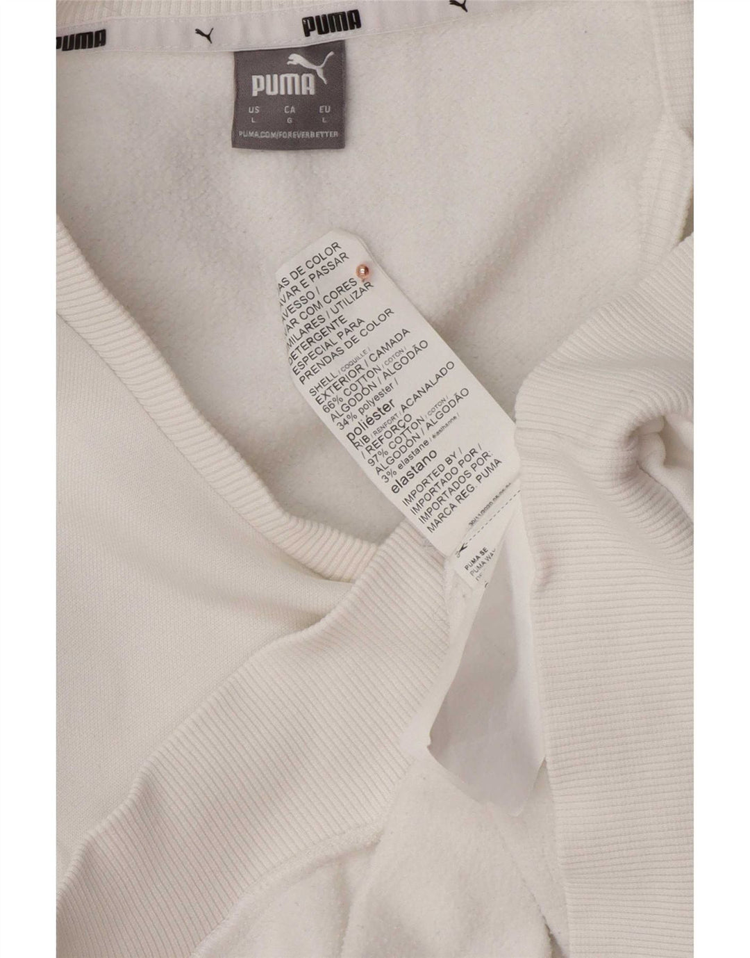 Puma Mujer Graphic Sudadera Jumper UK 16 Grande Algodón Blanco