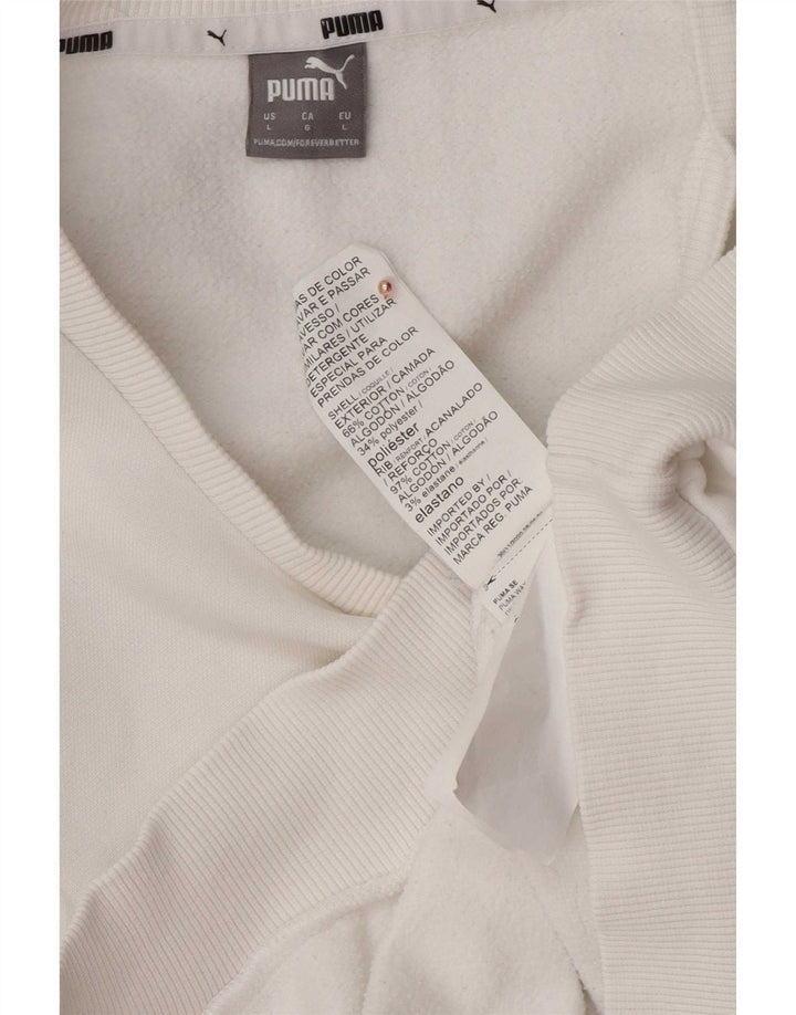 Puma Mujer Graphic Sudadera Jumper UK 16 Grande Algodón Blanco