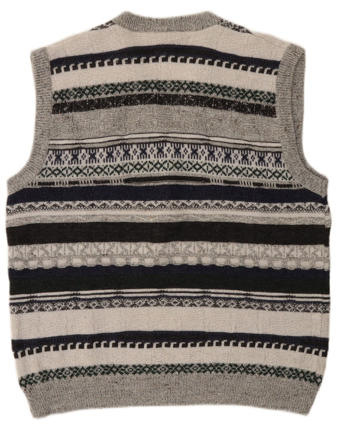 VINTAGE Chaleco para hombre Camiseta sin mangas Poliacrílico a rayas gris medio