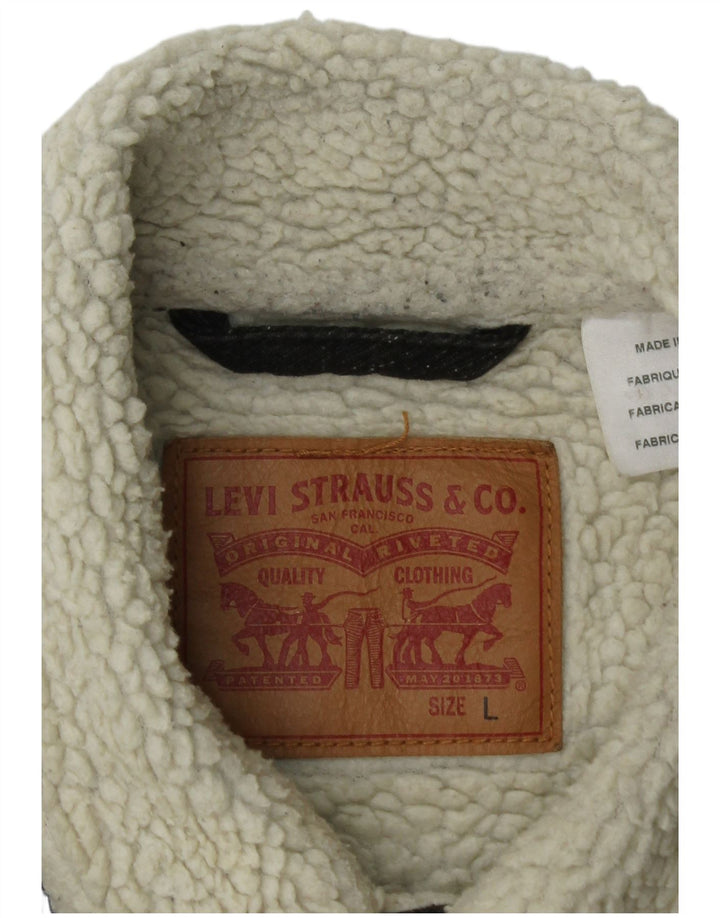 Levi's Chaqueta Sherpa para hombre Reino Unido 40 Grande Algodón moteado gris