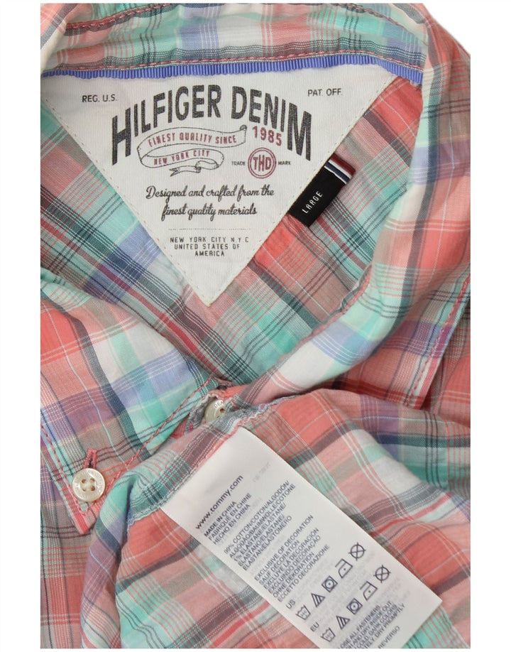Camisa Tommy Hilfiger Hombre Grande A Cuadros Multicolor De Algodón