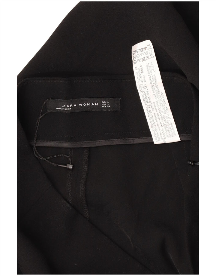 Zara Mujer Pantalón Cropped Grande W30 L25 Poliéster Negro
