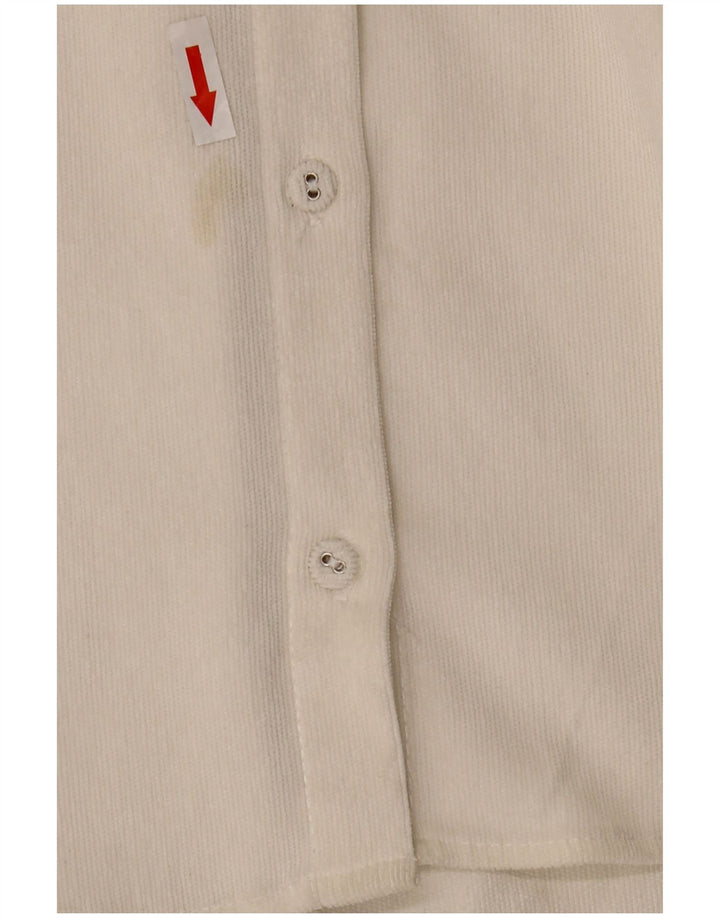 Zara Mujer Camisa De Pana Extragrande UK 10 Small Poliéster Blanco