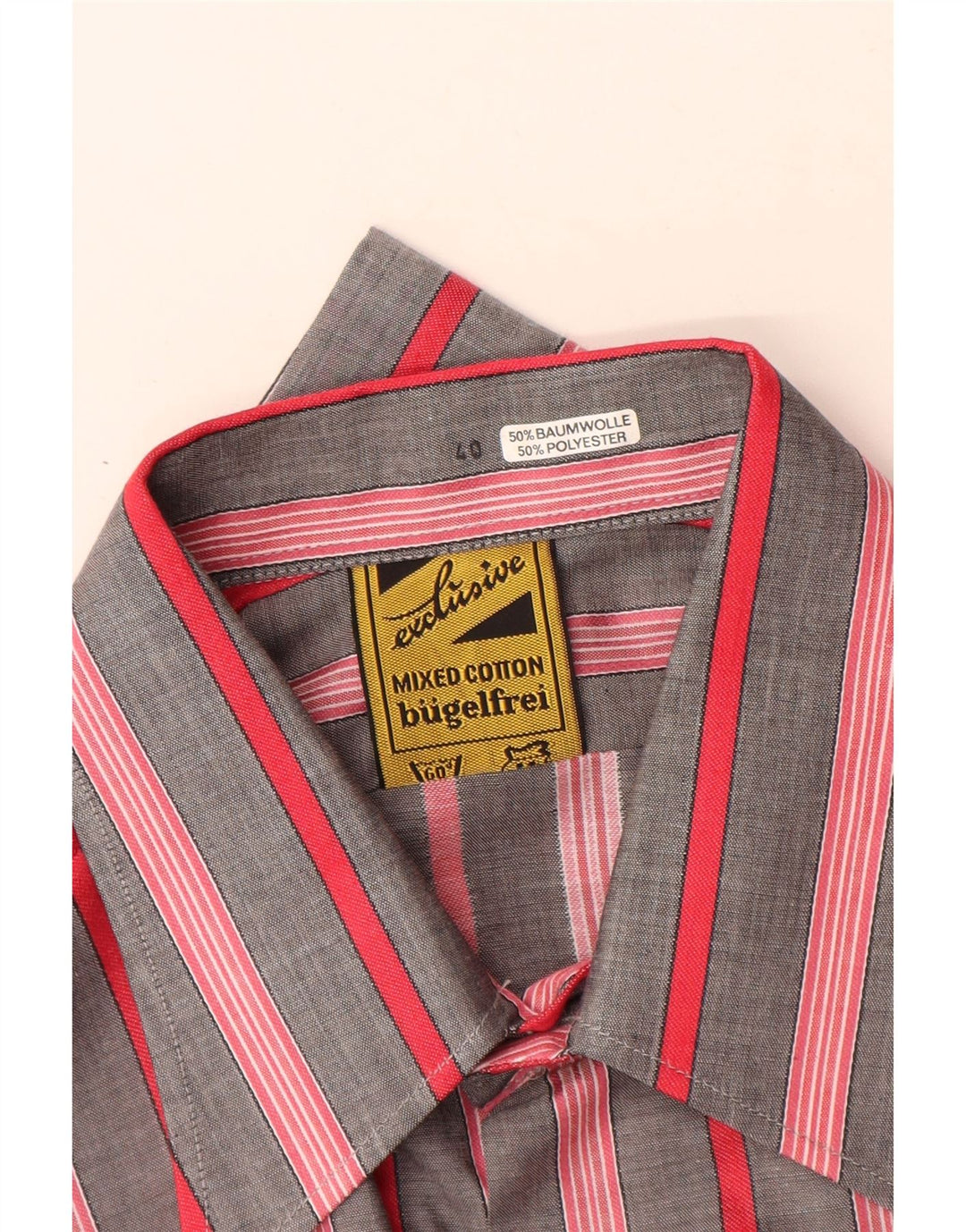 Bugelfrei Camisa Hombre Talla 40 Algodón Rayas Gris Medio