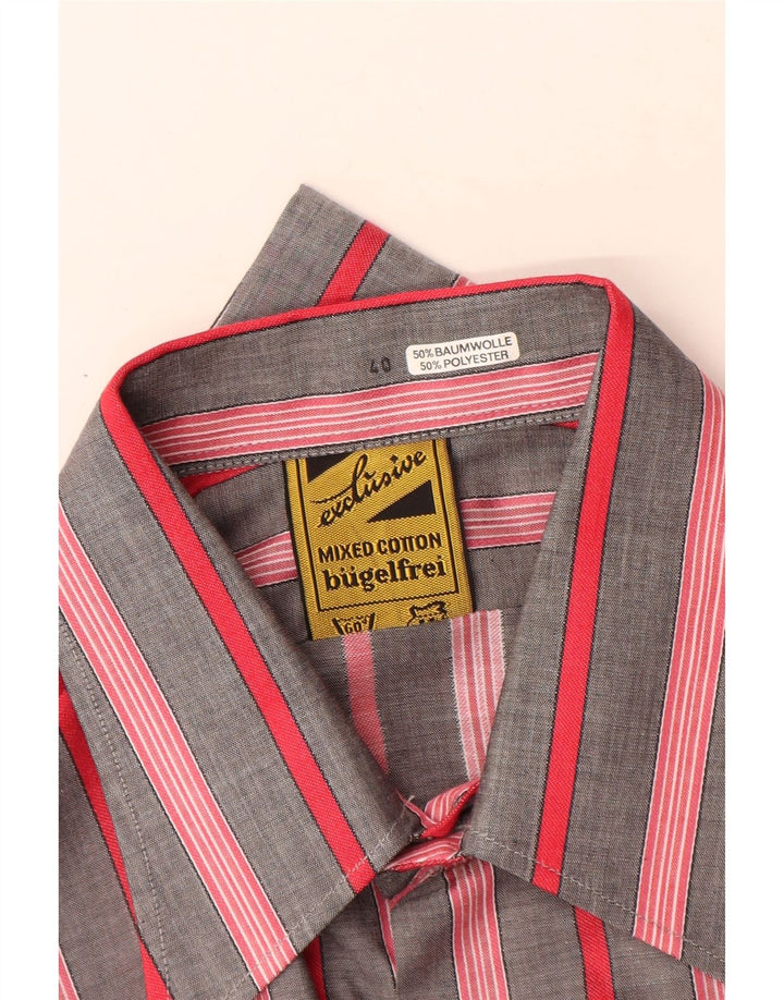 Bugelfrei Camisa Hombre Talla 40 Algodón Rayas Gris Medio