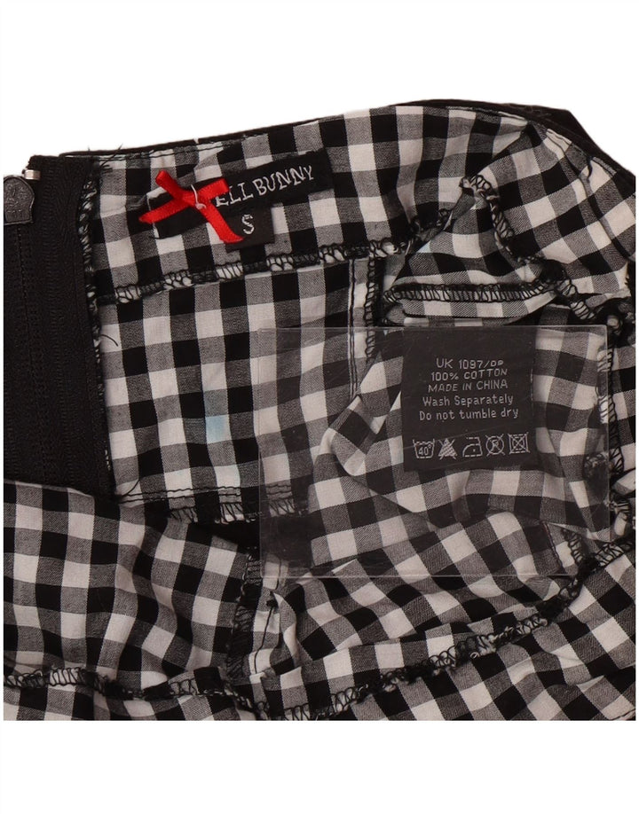 HELL BUNNY Vestido halter para mujer UK 8 Small Black Gingham Cotton