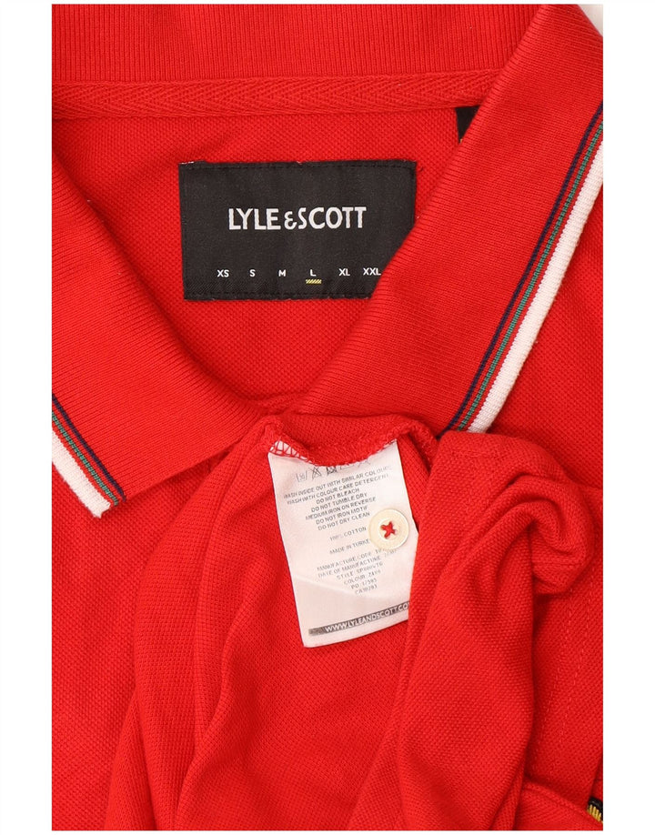 Lyle & Scott Polo para hombre grande de algodón rojo