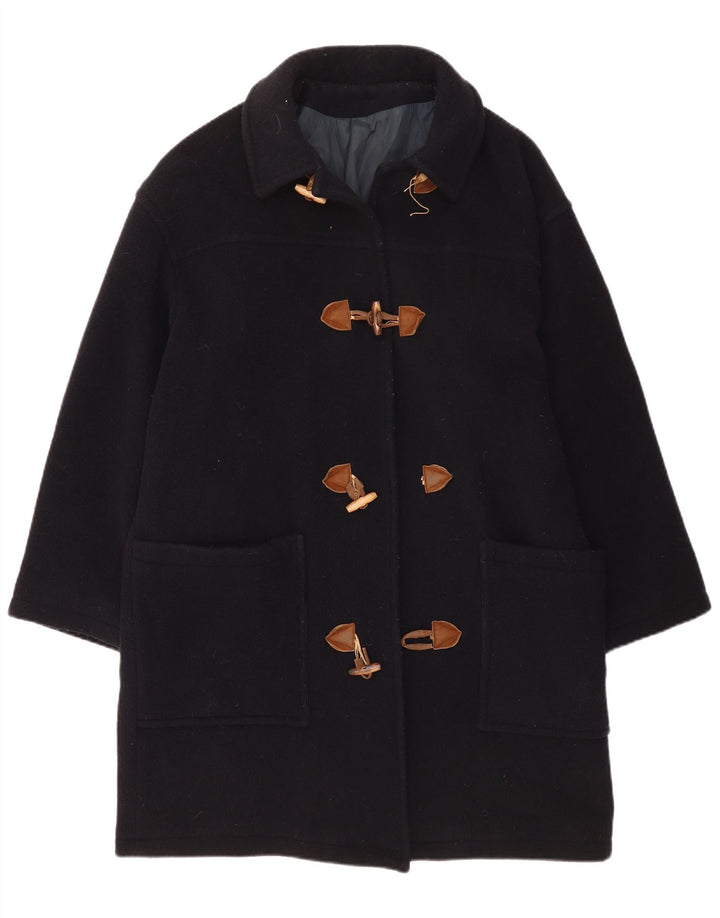 Vintage mujer oversize Duffle abrigo Reino Unido 14 lana azul marino medio