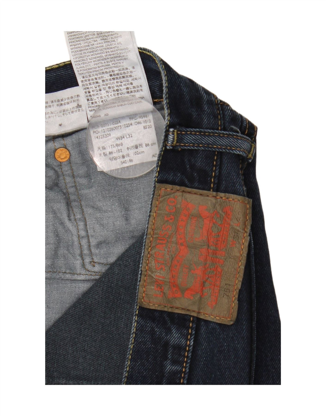 Levi's Jeans rectos 751 para hombre W34 L32 Algodón azul marino