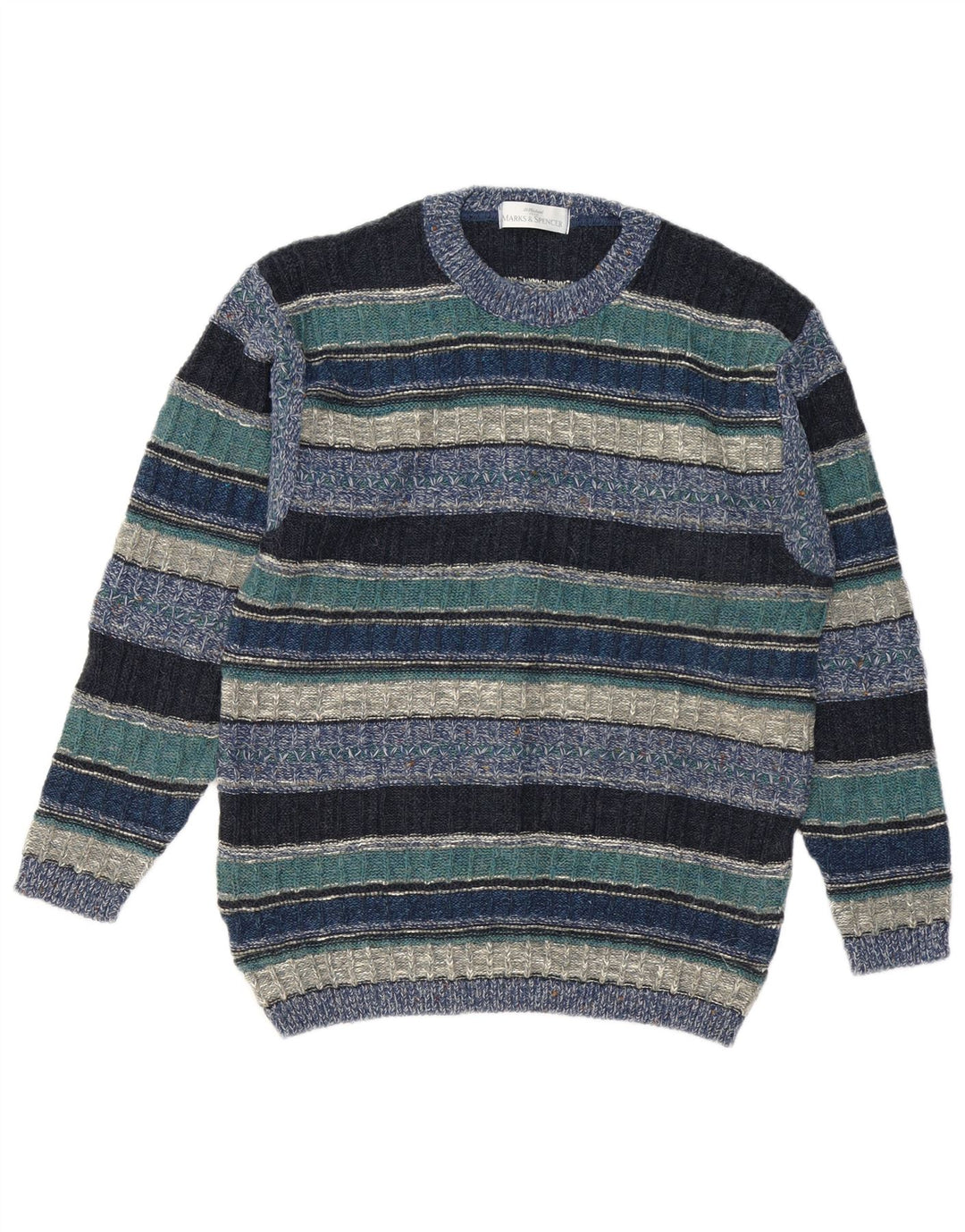Marks & Spencer Jersey St. Michael con cuello redondo para hombre, talla pequeña, color azul
