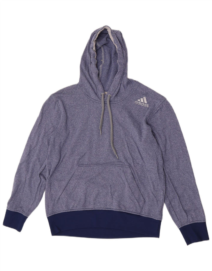 Adidas - Sudadera con capucha para mujer (talla 40), poliéster moteado en azul medio