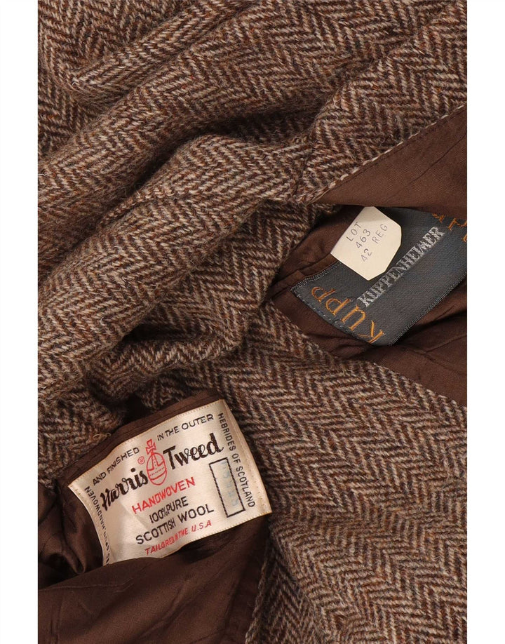 Harris Tweed Chaqueta tipo blazer de corte regular para hombre UK 42 Large Brown Herringbone