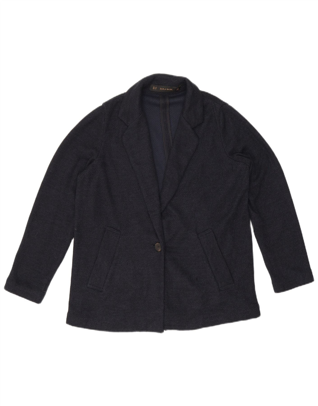 Zara Chaqueta tipo blazer extragrande con 1 botón para mujer UK 6 XS Poliéster azul marino