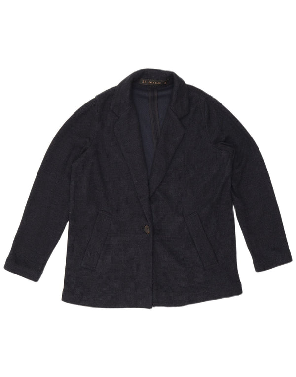 Zara Chaqueta tipo blazer extragrande con 1 botón para mujer UK 6 XS Poliéster azul marino