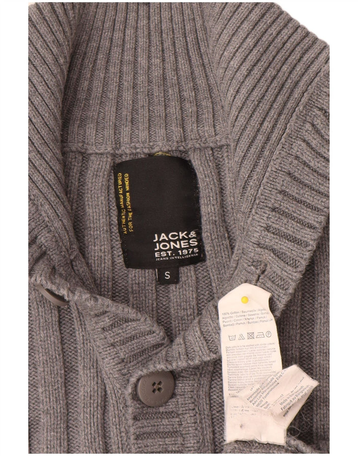 Jack & Jones Hombre Button Neck Jumper Sweater Small Gris Algodón