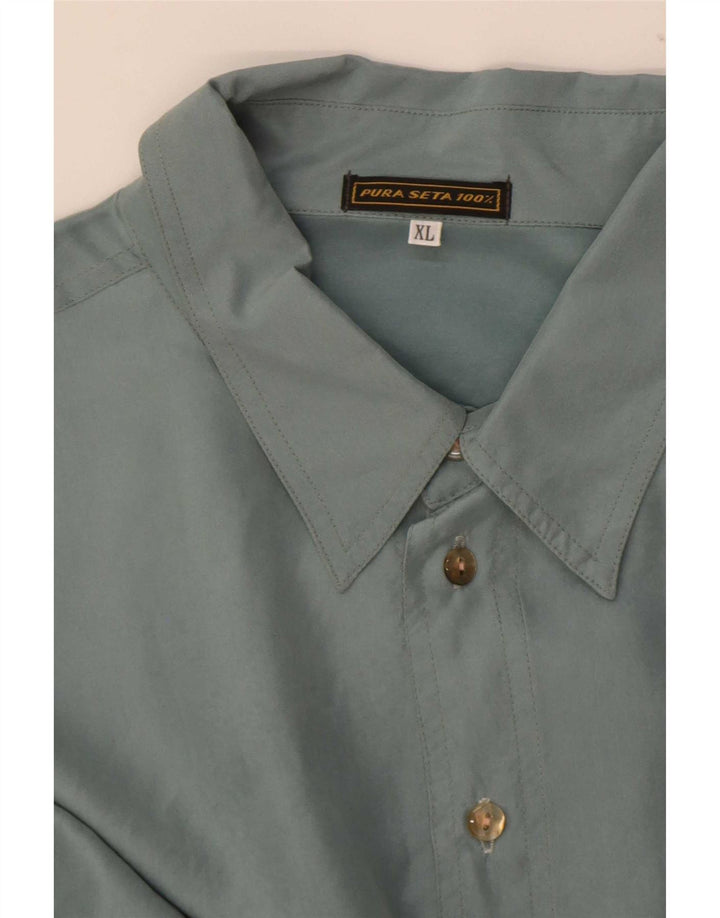 Camisa Vintage Hombre XL Seda Verde