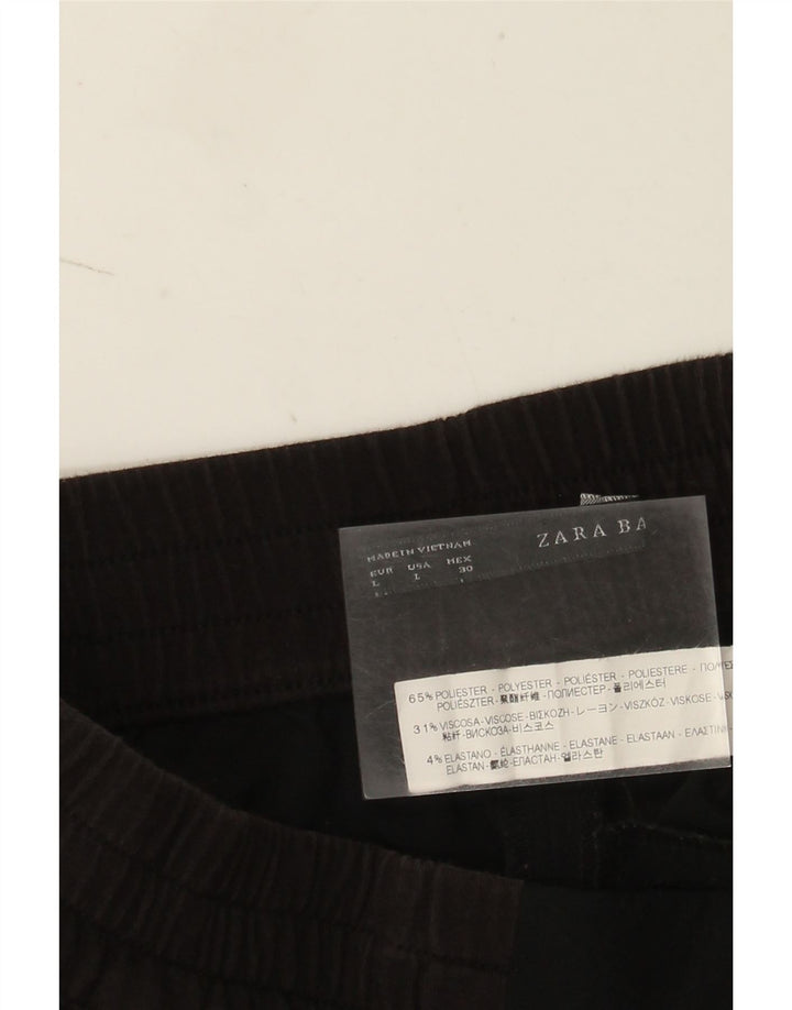 Zara Mujer Shorts Casuales Grande W32 Poliéster Negro