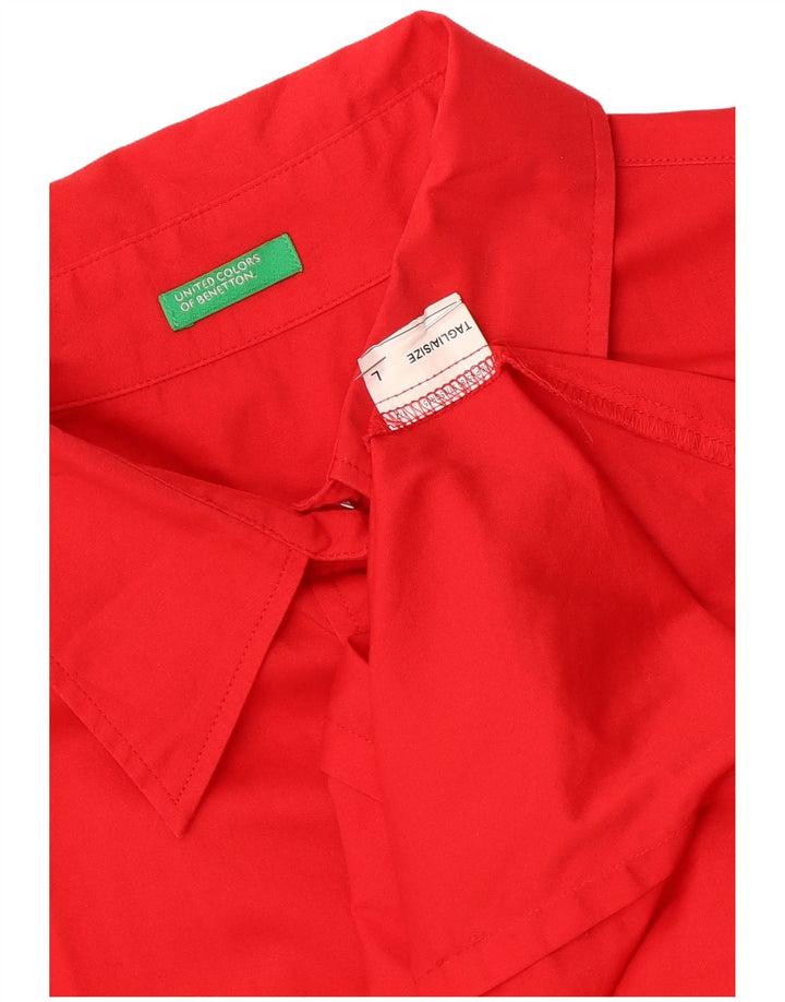 Benetton Camisa De Manga Corta Mujer UK 46 Large Rojo