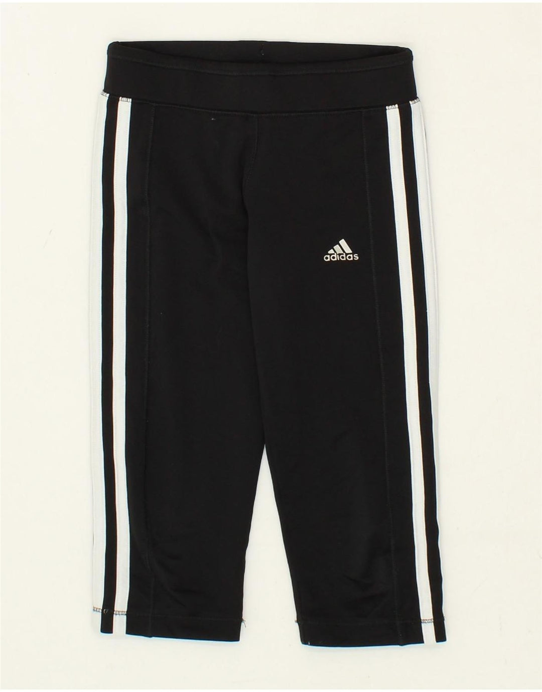 ADIDAS Girls Climalite Capri Leggings 7-8 Years Black Polyester Vintage Adidas and Second-Hand Adidas from Messina Hembry 