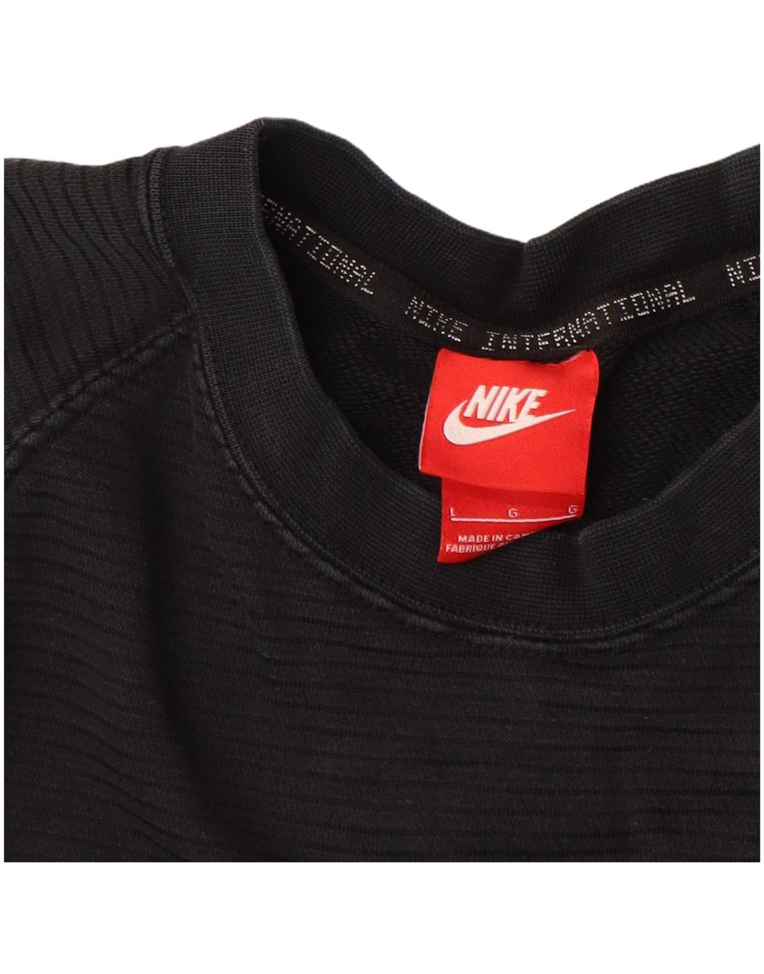 NIKE Hombre Sudadera Jumper Large Negro Rayas Algodón